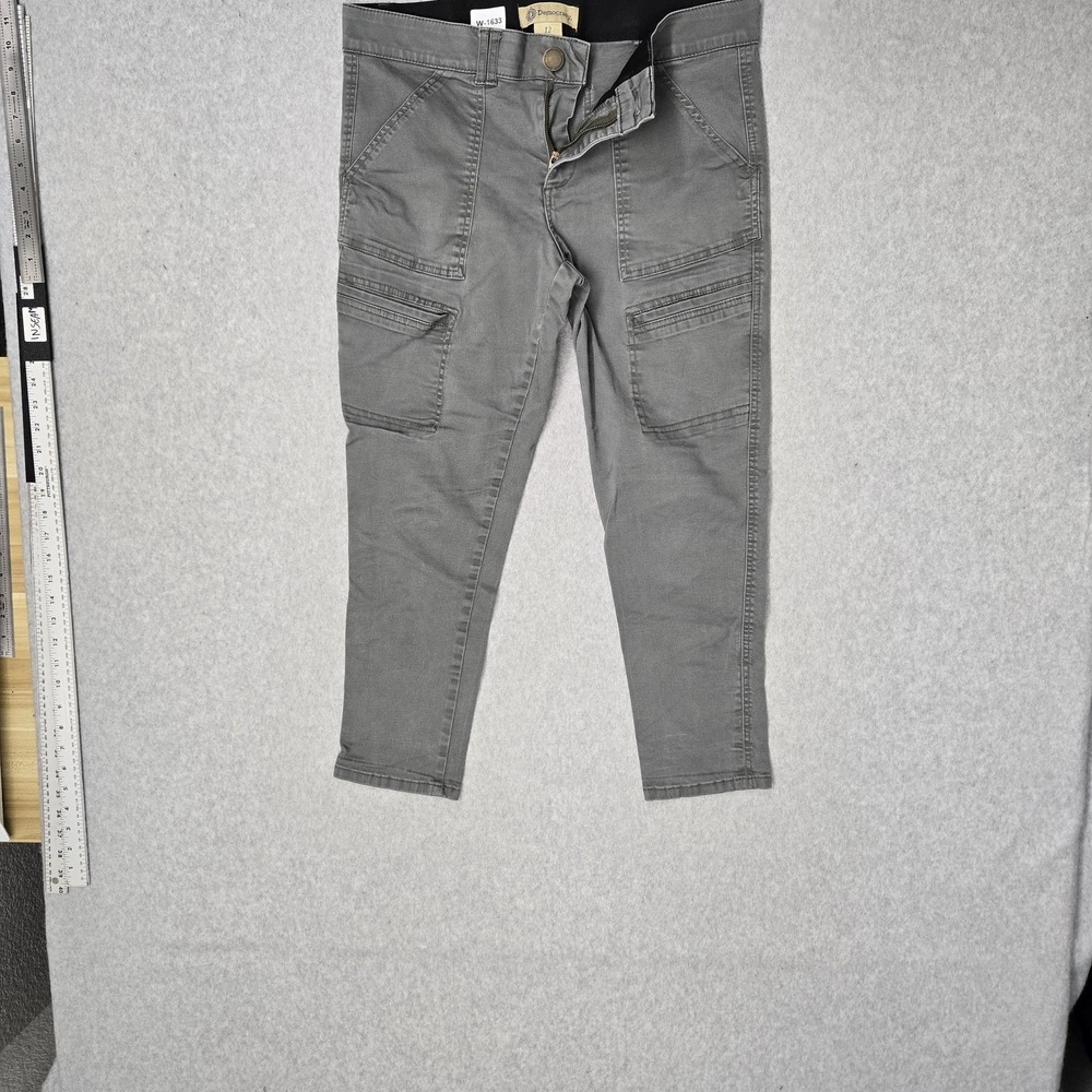 Democracy Women Pants 12 Gray Cargo Twill Button Zipper Slim 24" Inseam - Picture 8 of 15